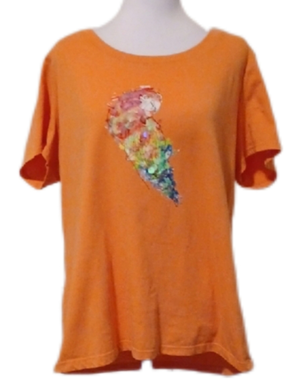 > Coral Bay Orange Women's Sequin Parrot Tee